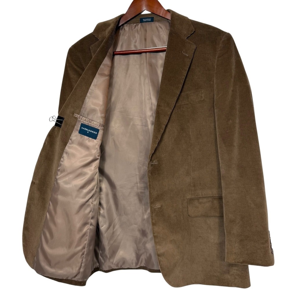 Saddlebred Mens Corduroy Blazer Sport Coat Tan Brown‎ Two Button Jacket 42R